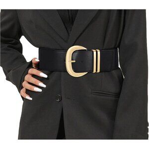 ⚡Black Women Elastic Waist Belt for Dresses Buckle Stretchy Waistband for Ladies